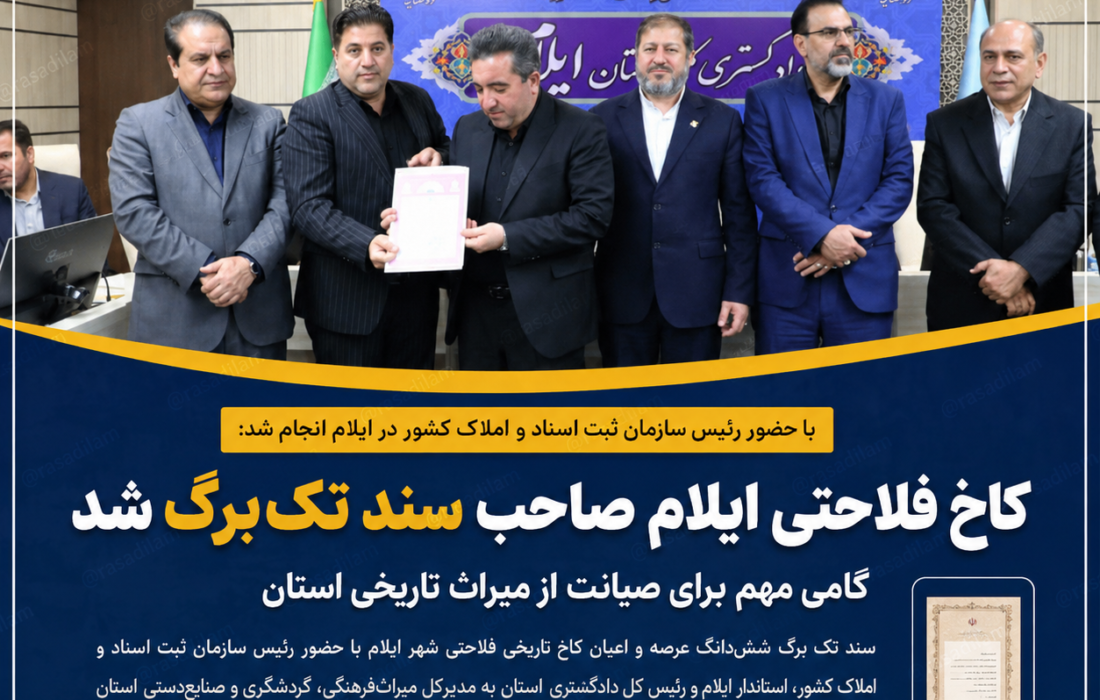 کاخ فلاحتی ایلام صاحب سند تک‌برگ شد؛ گامی مهم برای صیانت از میراث تاریخی استان
