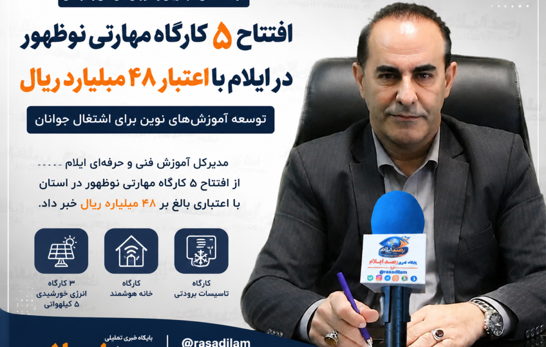 افتتاح ۵ کارگاه مهارتی نوظهور در ایلام با اعتبار ۴۸ میلیارد ریال/ توسعه آموزشهای نوین برای اشتغال جوانان
