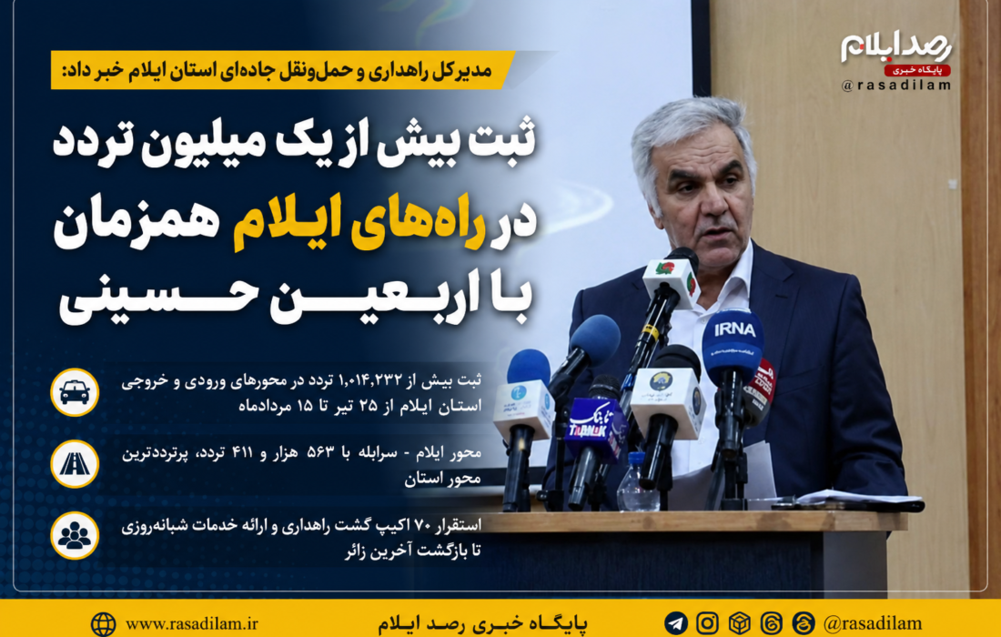 ثبت بیش از یک میلیون تردد در راه‌های ایلام همزمان با اربعین حسینی