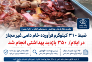 ضبط ۳۱۰ کیلوگرم فرآورده خام دامی غیرمجاز در ایلام/ ۳۵۰ بازدید بهداشتی از مراکز عرضه انجام شد