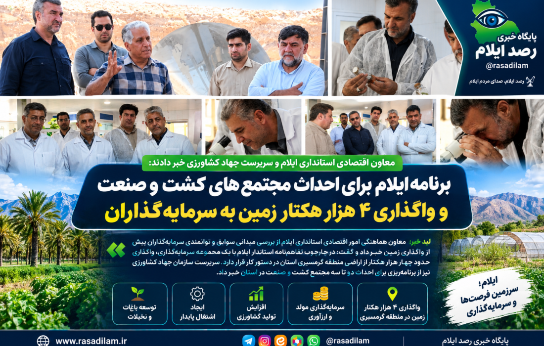 برنامه ایلام برای احداث مجتمعهای کشت و صنعت و واگذاری ۴ هزار هکتار زمین به سرمایهگذاران