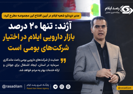 آژند: تنها ۲۰ درصد بازار دارویی ایلام در اختیار شرکت‌های بومی است