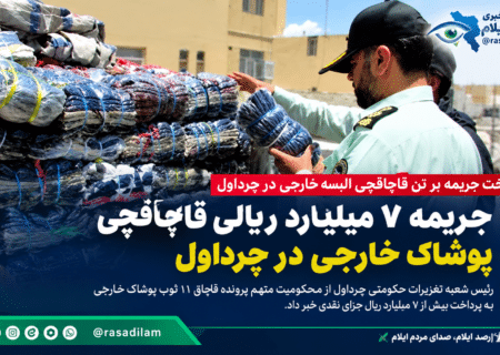 جریمه ۷ میلیارد ریالی قاچاقچی پوشاک خارجی در چرداول